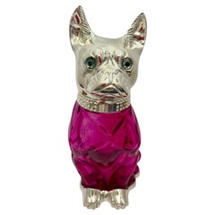 21. Jahrhundert Cranberry Glas & Silber Platte Bulldog Claret Krug Dekanter