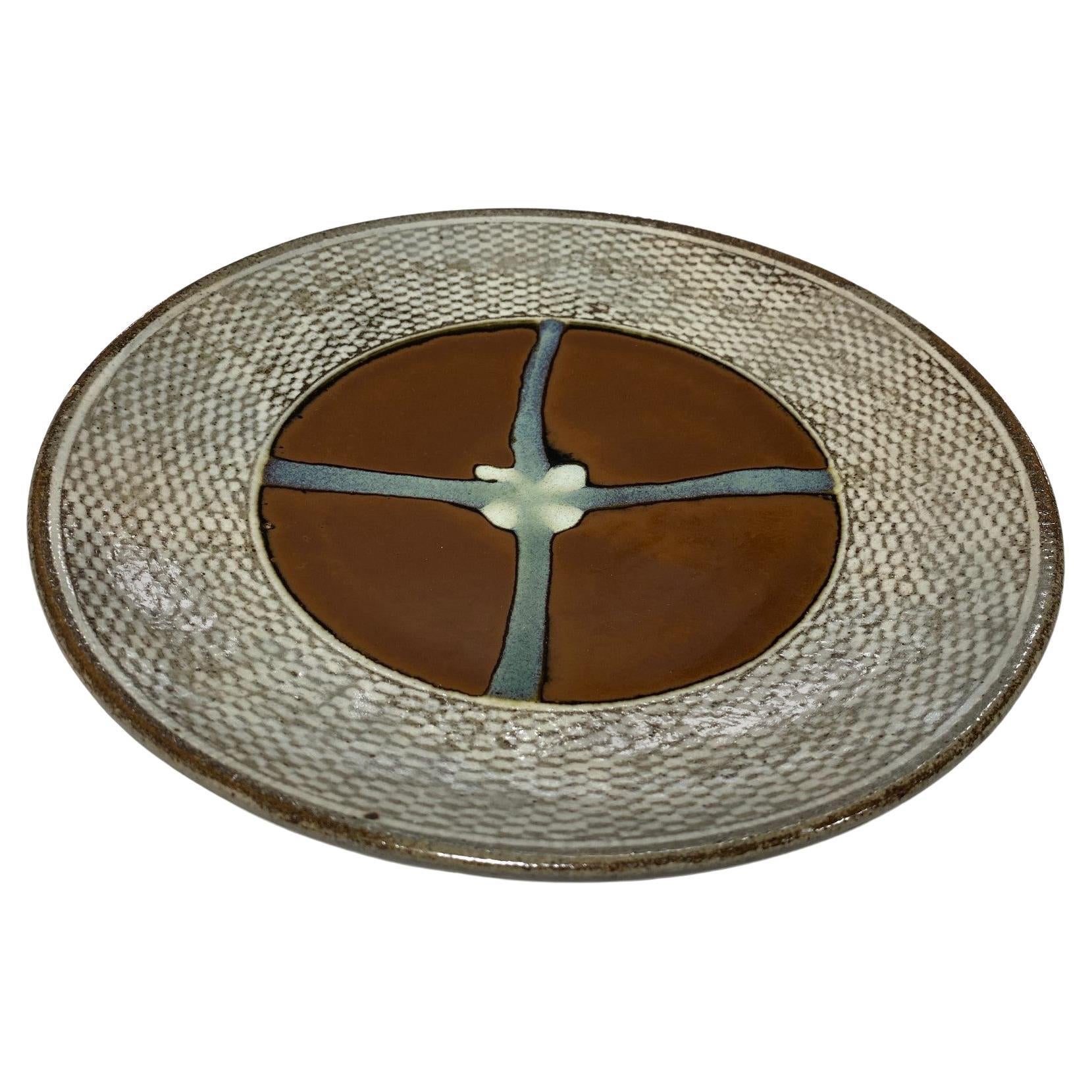 Tatsuzo Shimaoka Signed Japanese Mingei Rope Inlay Mashiko Pottery Bowl Plate