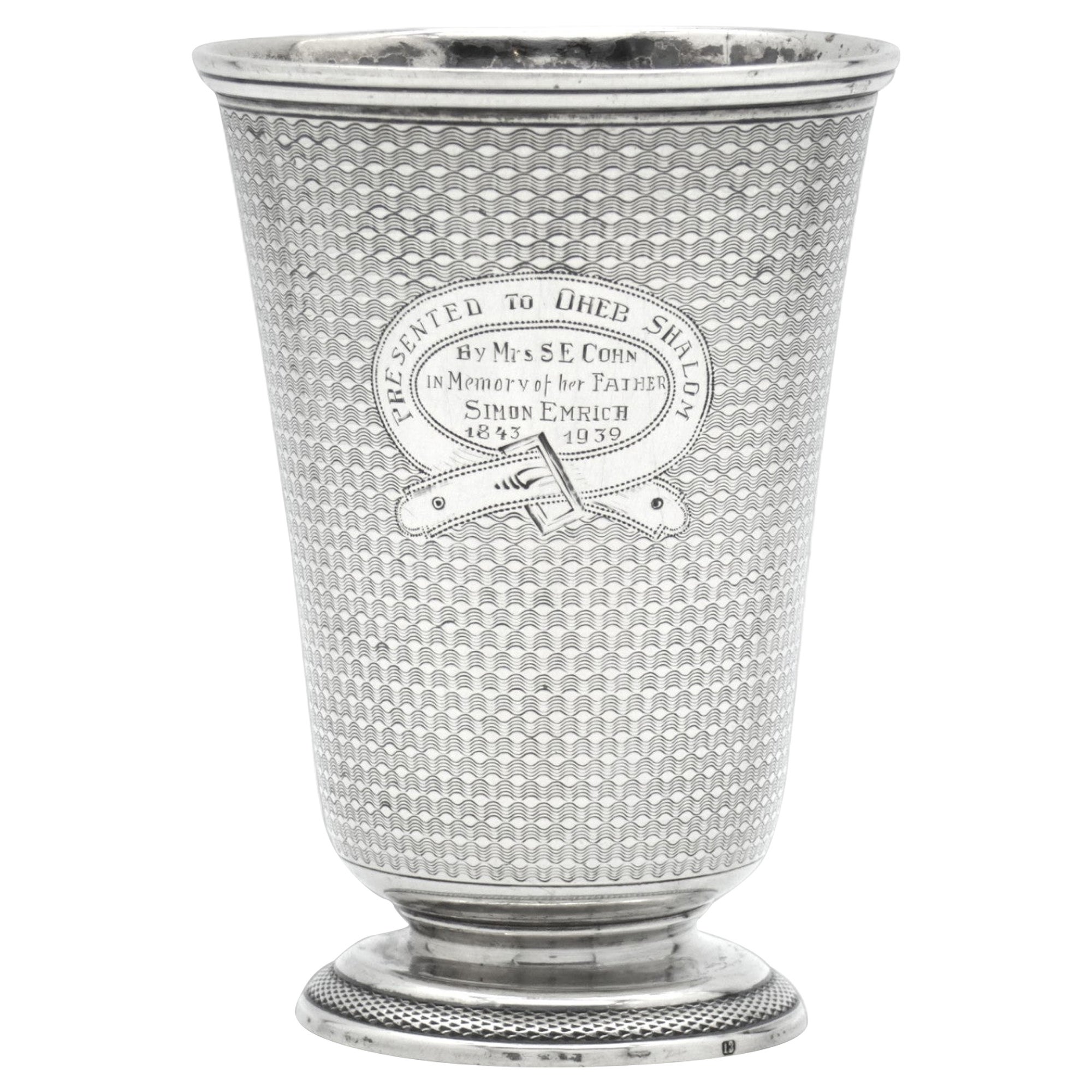 Una copa de Kiddush germano-americana de plata de mediados del siglo XIX