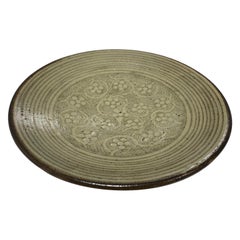 Tatsuzo Shimaoka Signed Japanese Mingei Rope Inlay Mashiko Pottery Plate Charger