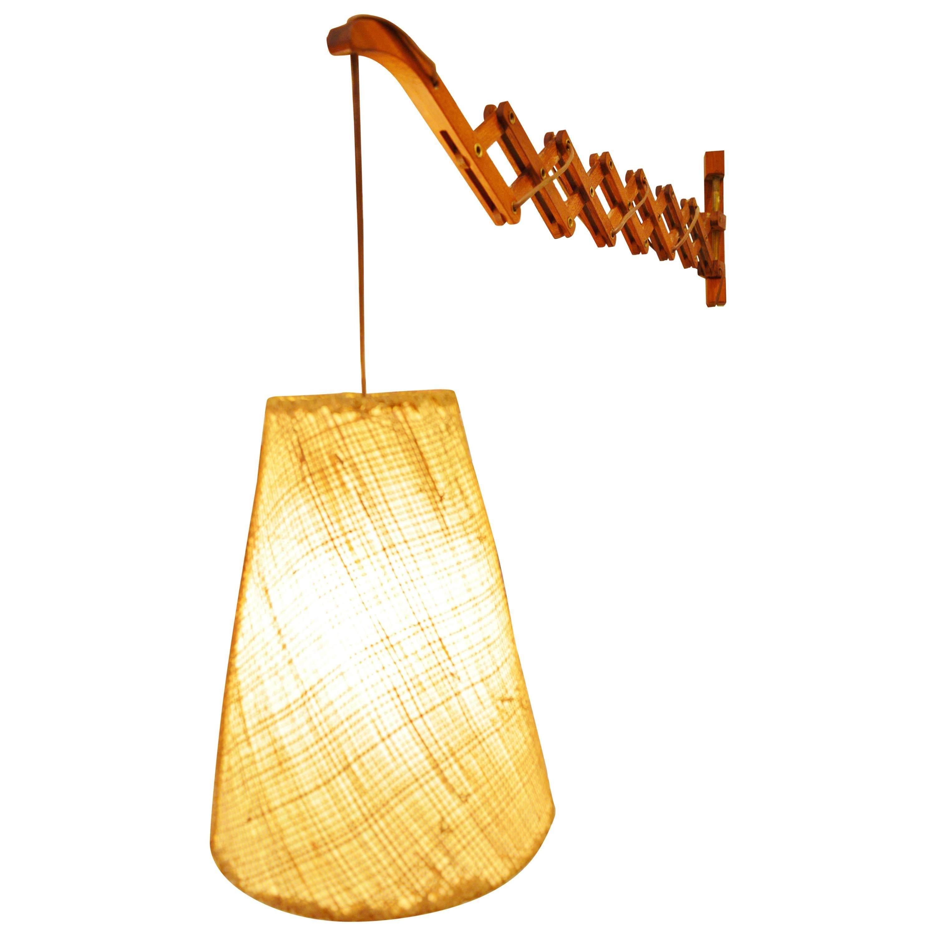 Teak Accordion Wall Light Fibreglass Pendant