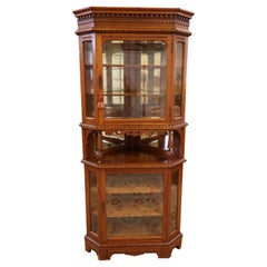 Antique 19th Century Oak Victorian Corner Cupboard Corner Cabinet Circa 1880's