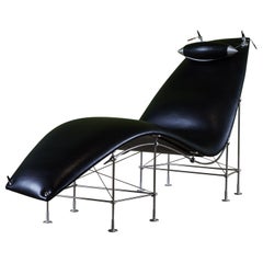 Vintage Peter Prasil Leather Chaise Lounge Chair