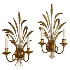 Italian Pair Of Vintage Sheaf Of Wheat Sconces