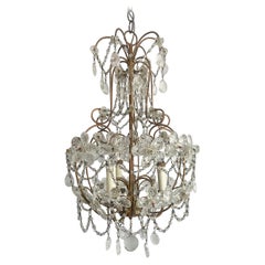 Italian Floral Crystal Beaded Chandelier