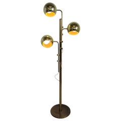 Vintage Three Tier Adjustable Brass Floor Lamp 1970s