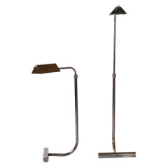 Retro Pair of Gunmetal Adjustable Height Reading Lamps by Roger Nathan - France 1970's