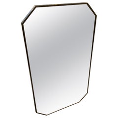 Used 1950s Gio Ponti Style Mid-Century Modern Brass Italian Octagonal Wall Mirror