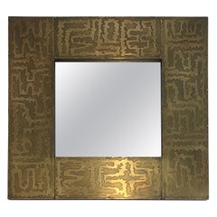 Design Brass Mirror, French, Circa 1970