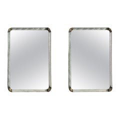 Extraordinaire ensemble de 2 miroirs de luxe en verre de Murano "Romano", style Art déco 