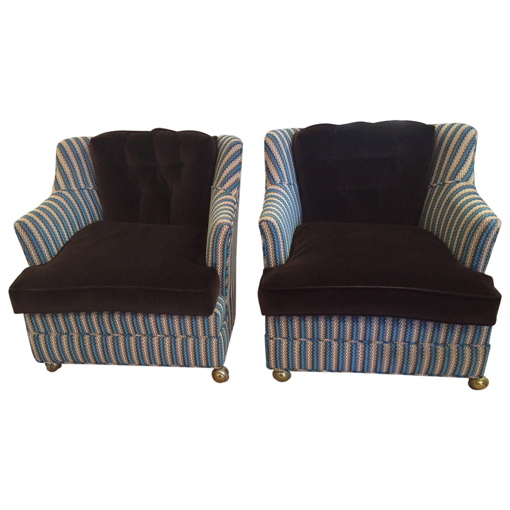Pair of Vintage Club Chairs in Contemporary Fabrics