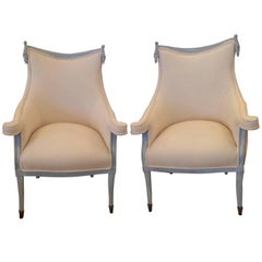 Vintage Pair of Sublime Hollywood Regency Grosfeld House Bergeres or Club Chairs