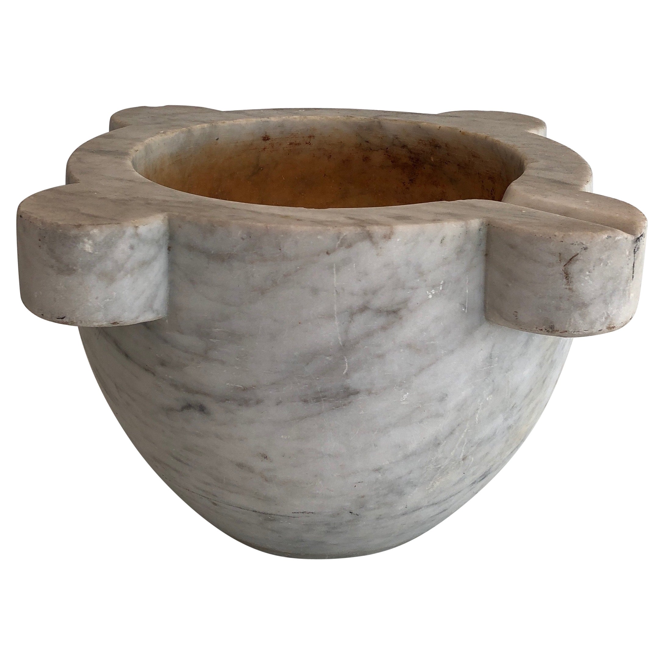 Important Carrara Marble Mortar, French, 18th Century