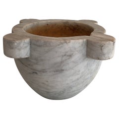 Antique Important Carrara Marble Mortar, French, 18th Century