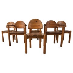Retro Rainer Daumiller pine wood dining chairs for Hirtshals Savvaerk set of 6, 1980s