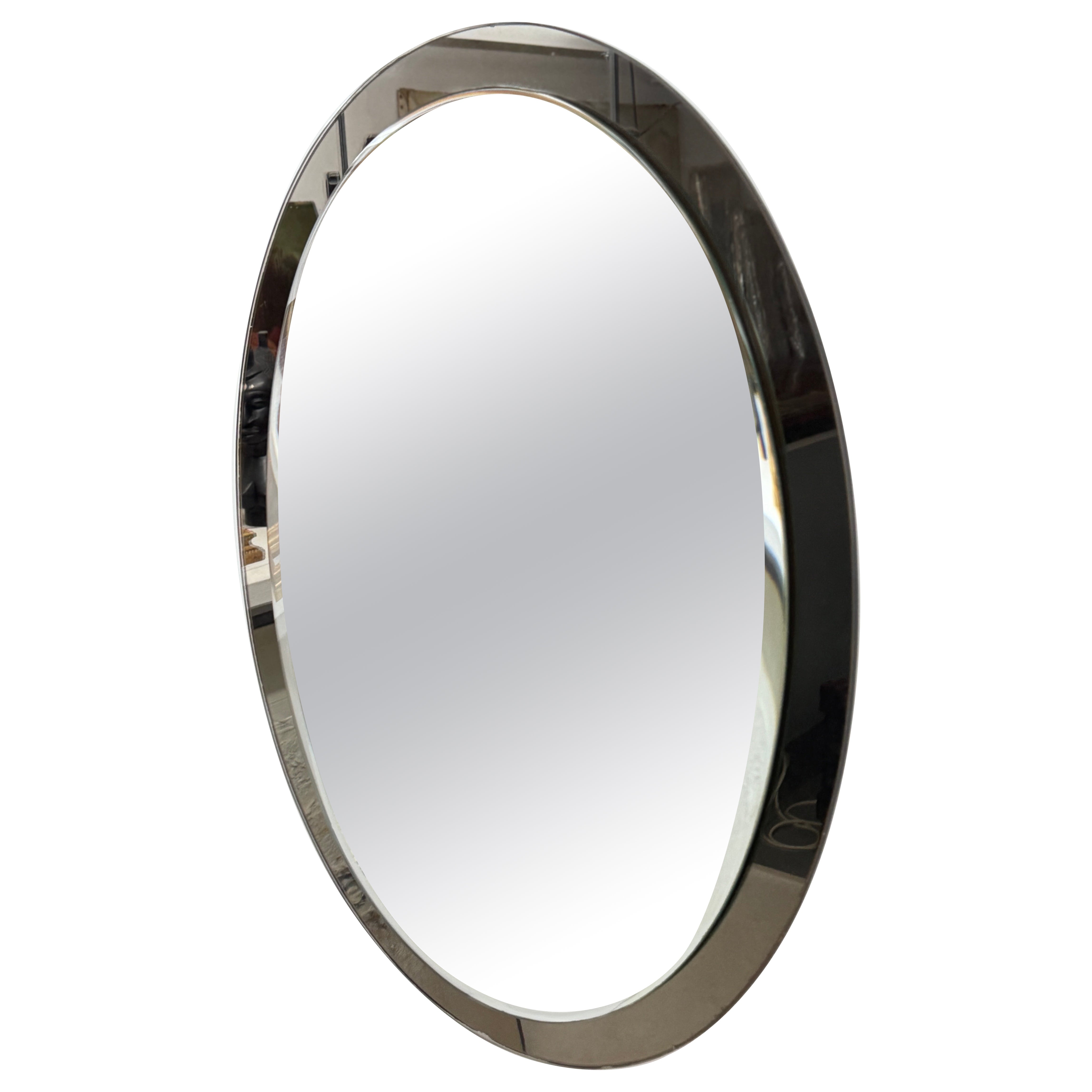 Oval Italian Twotone Mirror, Design: Antonio Lupi by Cristal Luxor 1960s