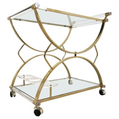 Vintage Brass and lucite drinks trolley, 1970s
