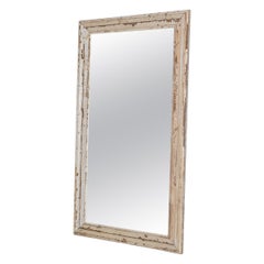 1900s French Wood White Patinated Floor Mirror