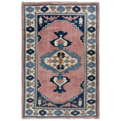 Used 5.5x8 Ft Modern Turkish Area Rug, Handmade Medallion Design Carpet, 100% Wool