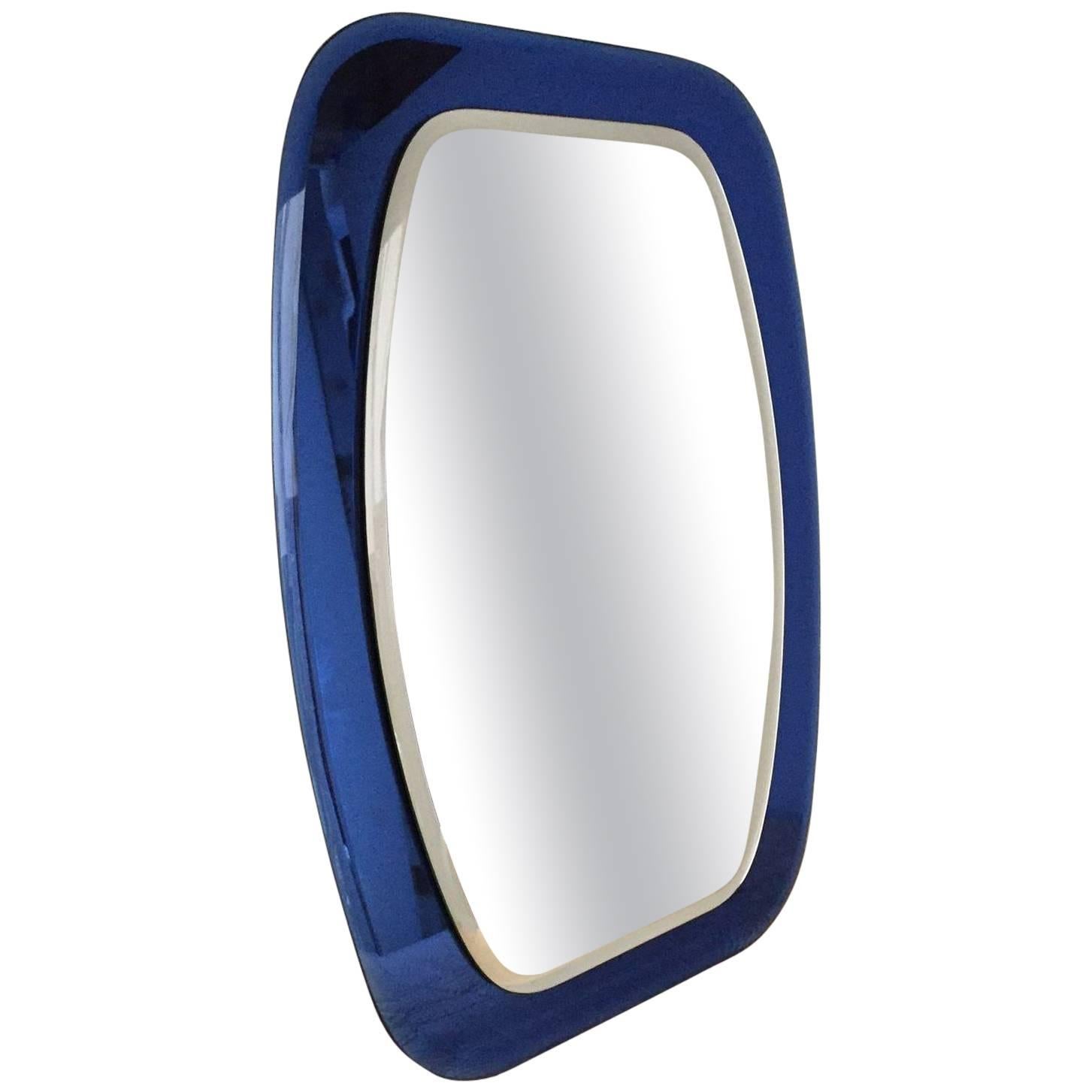 1960s Striking Blue, Mirror by Cristal-Luxor For Sale