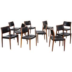 Ten Chairs Mod. 80 by Niels O. Møller Teak and Leather