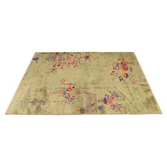 Vintage Chinese Art Deco Hand-Knotted Room Size Wool Rug, Circa 1930s