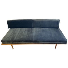 Used Mid Century Danish Modern Teak Daybed Sofa Settee Donghia Velvet Fabric