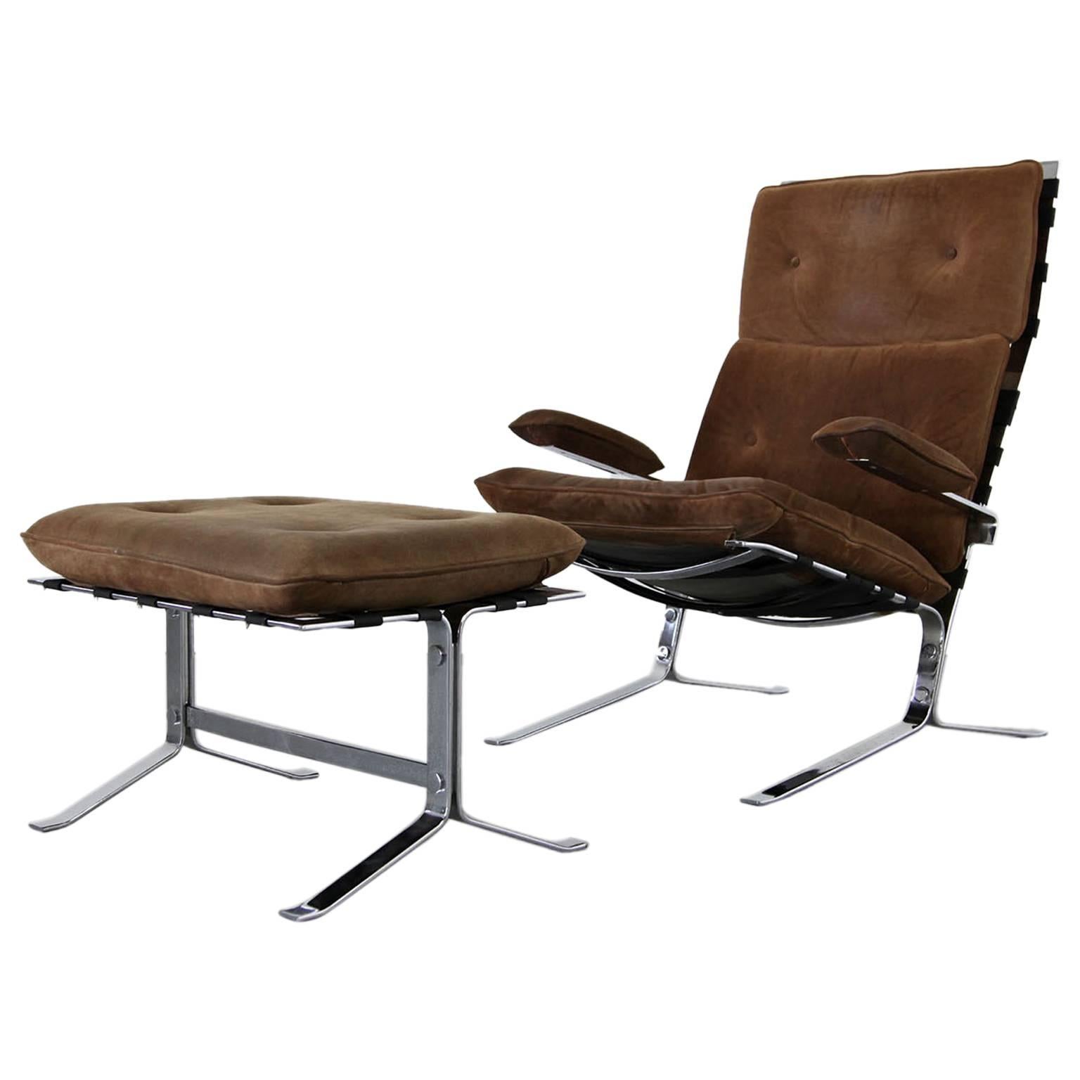 Suede Lounge Chair "Joker" by Olivier Mourgue for Airborne For Sale