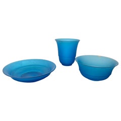 Vintage Set di  tre vasi VeArt blu, Italia, anni '70