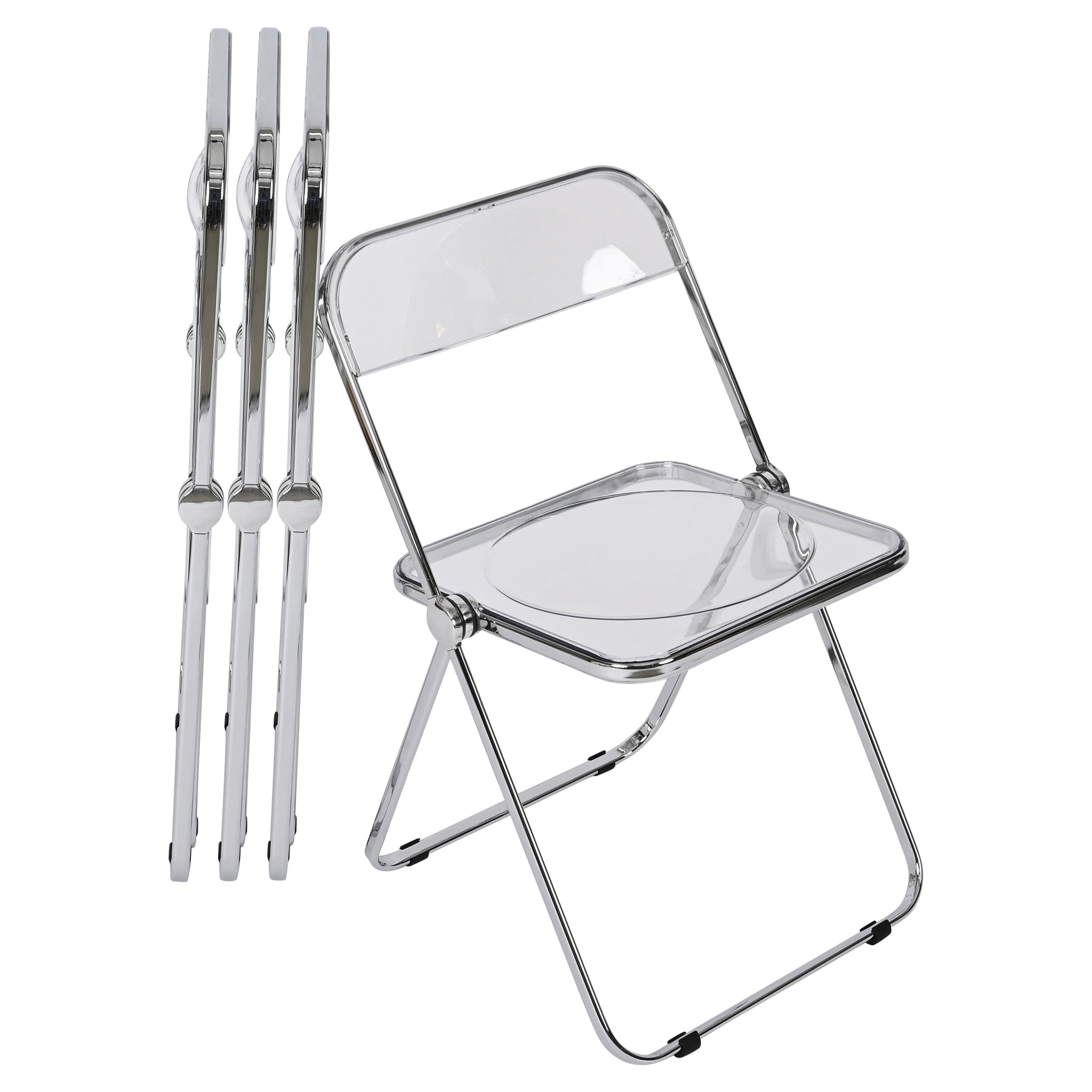 Set di 4 sedie Foldes in cromo e lucite trasparente di Anonima Castelli, Italia in vendita 9