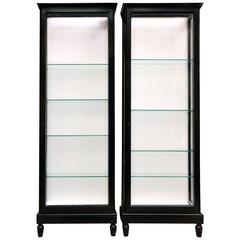 Pair of Ebonized Oak Display Cabinets