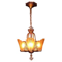 Retro 5 Slip Shade Fixture w/ Consolidated Glass Shades More than 1 of these l