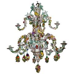 Meissen Gorgeous Chandelier Antique Flowers and Figurines Made, circa 1850-1870