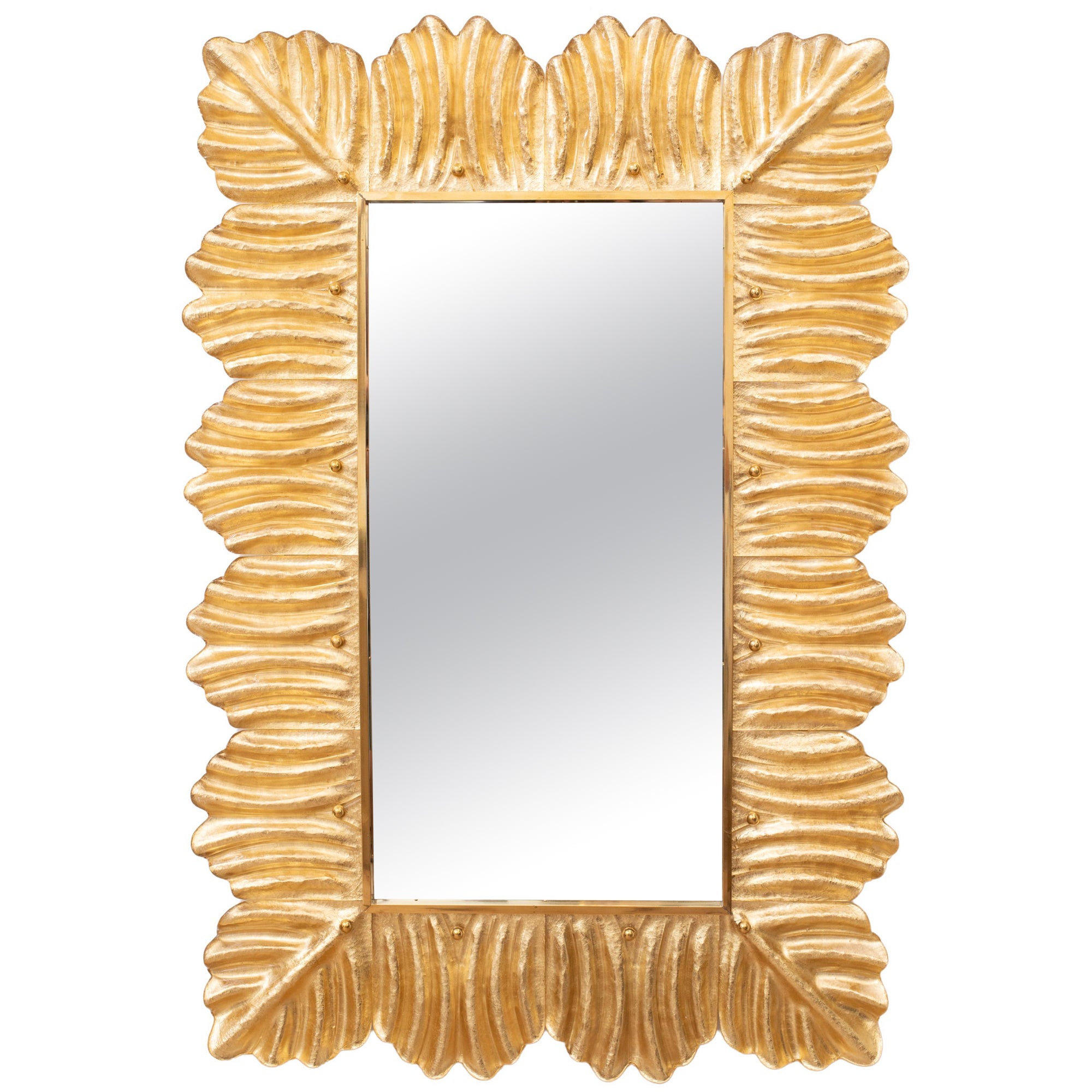 Barocco style Gilded Leaf Murano Glass Mirror, in stock