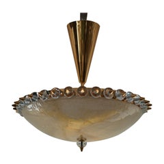 Runder Murano-Kronleuchter und Hängeleuchter aus Kunstglas und Messing aus der Mitte des Jahrhunderts, 2000