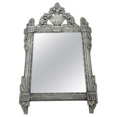 French Painted Louis XVI Style Carved Mirror