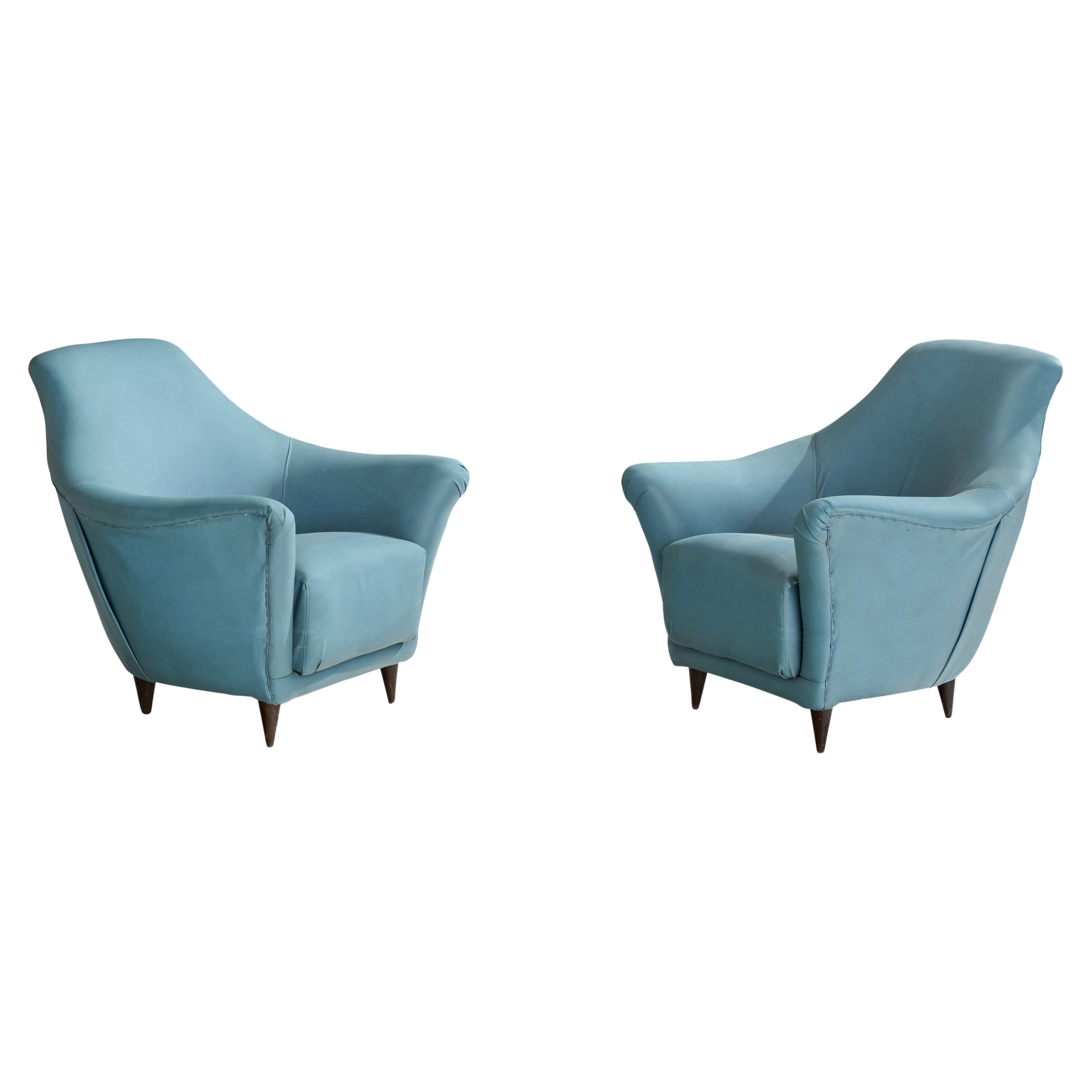 Designer italien, chaises longues, Wood, Vinyl, Italie, années 1950
