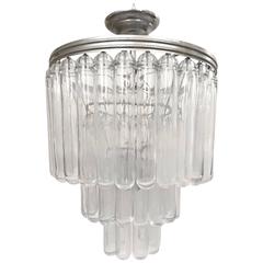 Three-Tiered Glass Tube Chandelier attributed to Venini