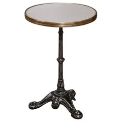 19th Century Napoleon III Polished Iron and Brass Bistrot Pedestal Table