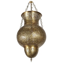 Moroccan Brass Polished Piereced Brass Moorish Style Chandelier