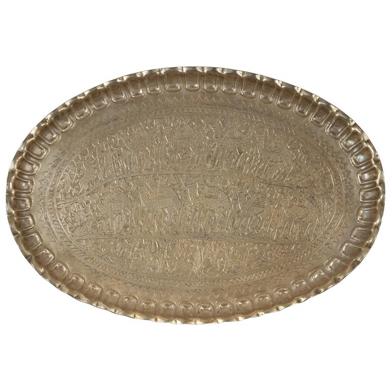Antique Persian Wall Hanging Silvered Tray For At 1stdibs Antique Persian Wall Hanging Silvered Tray For