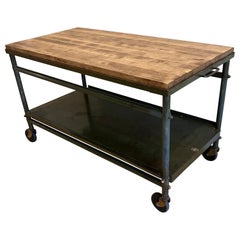 Vintage Industrial Cart Coffee Table, TV Stand or Mudroom Bench