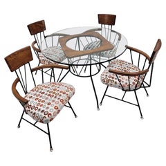 Vintage Mid Century Modern Richard McCarthy for Selrite Style Glass Top Table & 4 Chairs