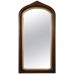 Mahogany Arched Frame Mirror with Gilt Border