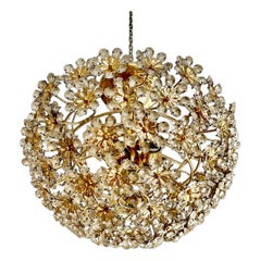 Vintage Floral Crystal ceiling light Cut by Bakalowits & Söhne, Austria, circa 1970