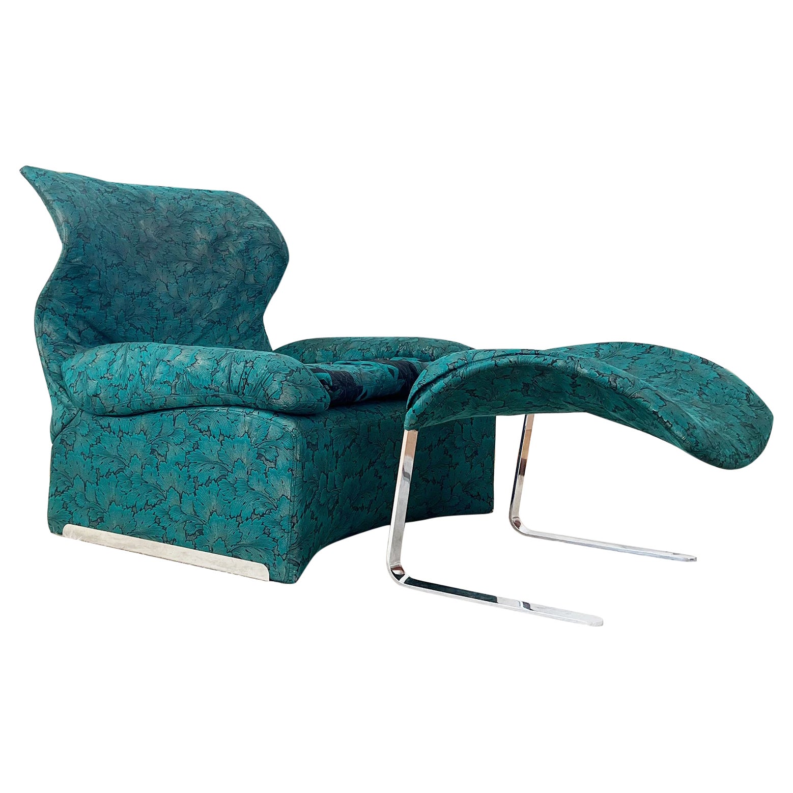 Saporiti Italia Giovanni Offredi Vela Alta Lounge Chair + Ottoman 70s