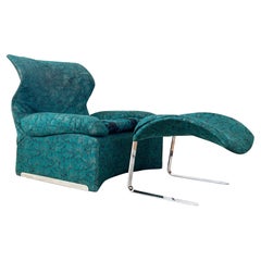 Vintage Saporiti Italia Giovanni Offredi Vela Alta Lounge Chair + Ottoman 70s Fornasetti