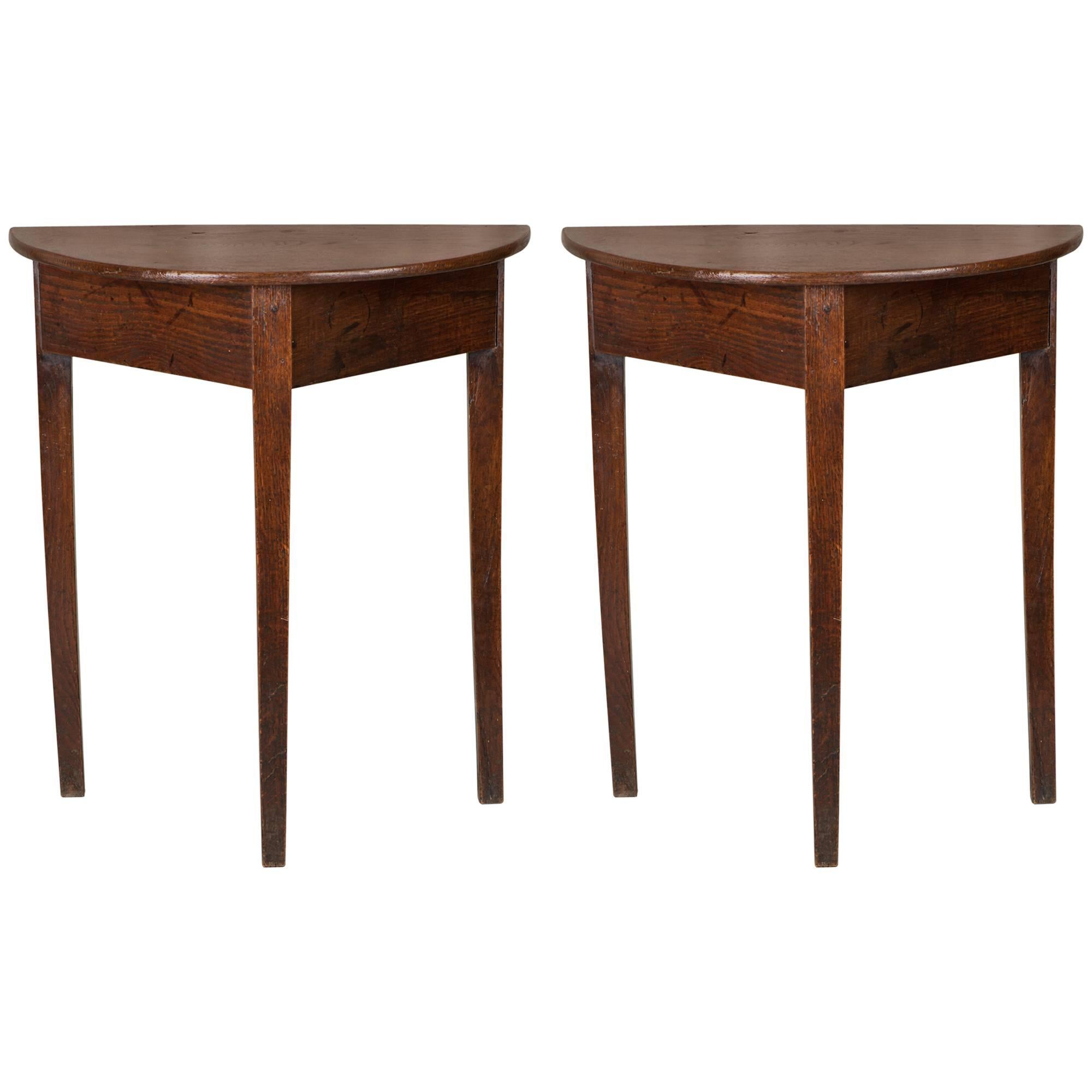 Pair of 19th Century Demilune Tables, England