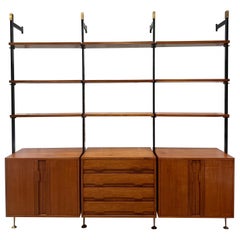 Italian 1950's Three-Section Cabinet and Shelving System