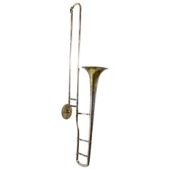 Antique Silver-Plated York & Sons Trombone as Sconce